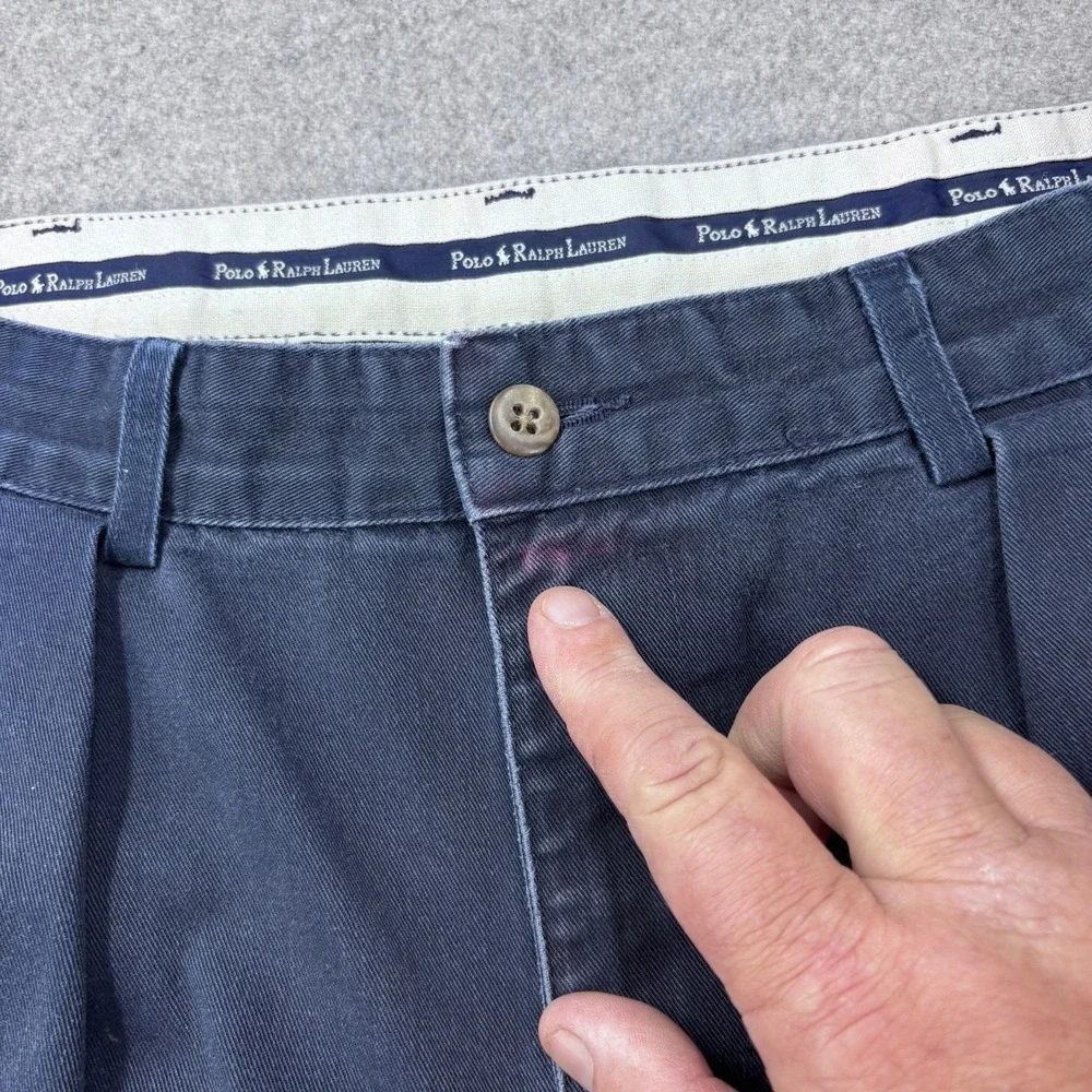 Vtg 90s Polo Ralph Lauren Pleated Chino Pants 34x29 (Tag 36x31) Faded Blue USA